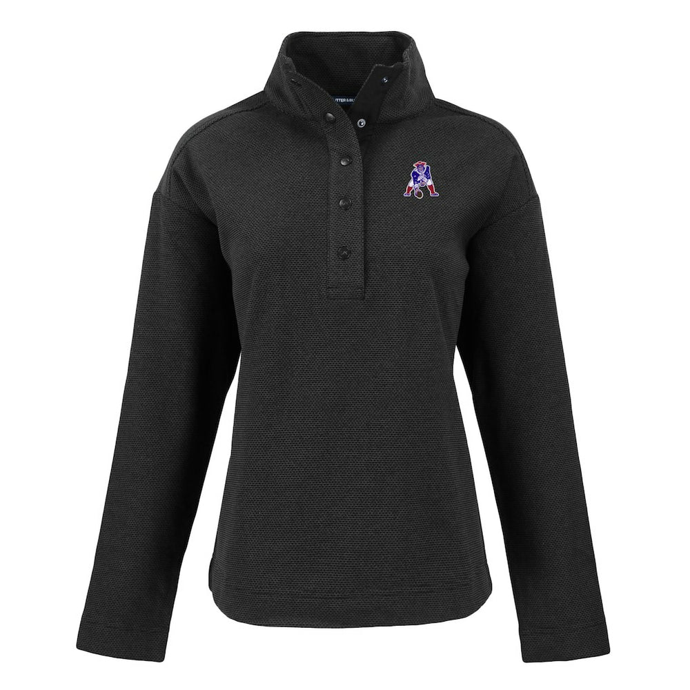 New England Patriots Cutter & Buck Women's Hunts Point Eco Half-Snap Sweatshirt - Black online