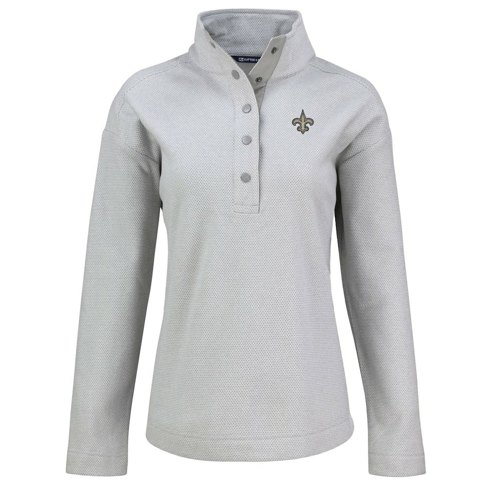 New Orleans Saints Cutter & Buck Women's Hunts Point Eco Half-Snap Sweatshirt - Gray on sale