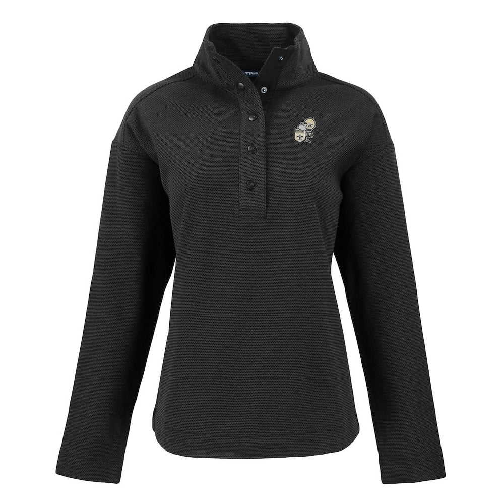 New Orleans Saints Cutter & Buck Women's Hunts Point Eco Half-Snap Sweatshirt - Black outlet