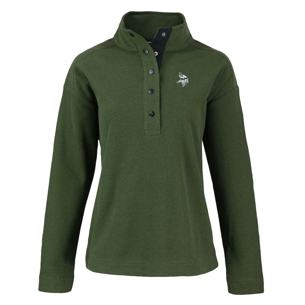 Minnesota Vikings Cutter & Buck Women's Hunts Point Eco Half-Snap Sweatshirt - Green for sale