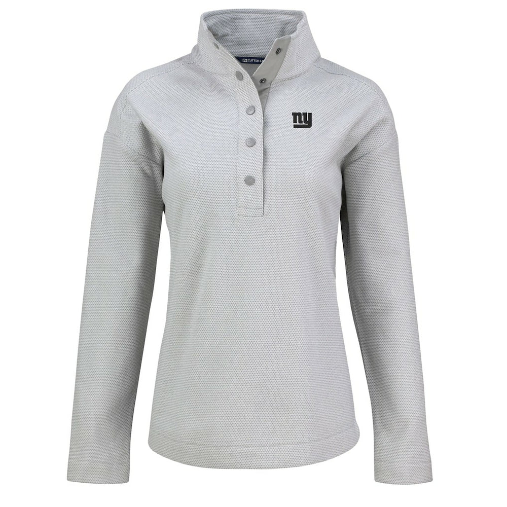 New York Giants Cutter & Buck Women's Hunts Point Eco Half-Snap Sweatshirt - Gray outlet