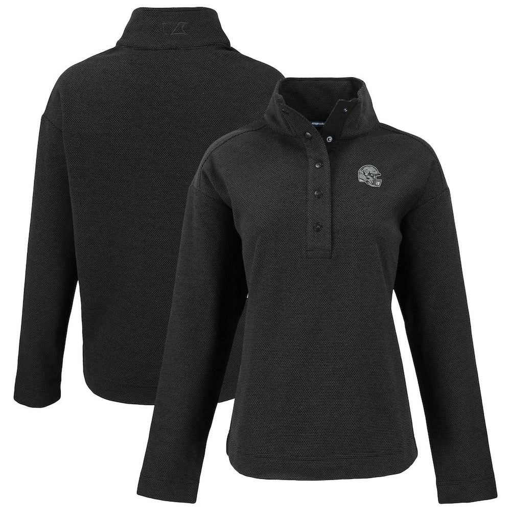 Las Vegas Raiders Cutter & Buck Women's Hunts Point Eco Half-Snap Sweatshirt - Black online