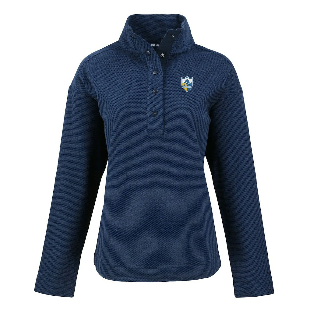 Los Angeles Chargers Cutter & Buck Women's Hunts Point Eco Half-Snap Sweatshirt - Navy sale