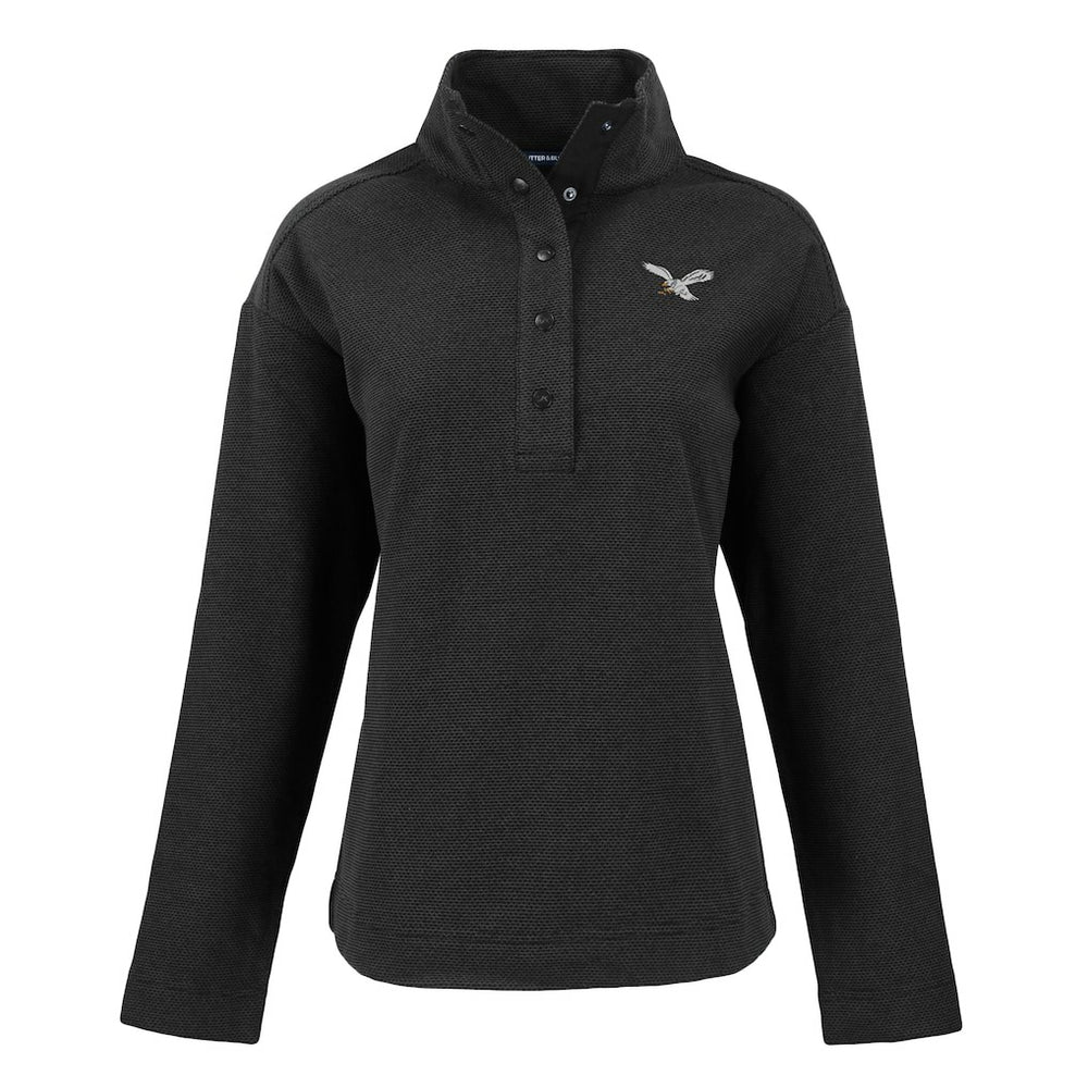 Philadelphia Eagles Cutter & Buck Women's Hunts Point Eco Half-Snap Sweatshirt - Black discount