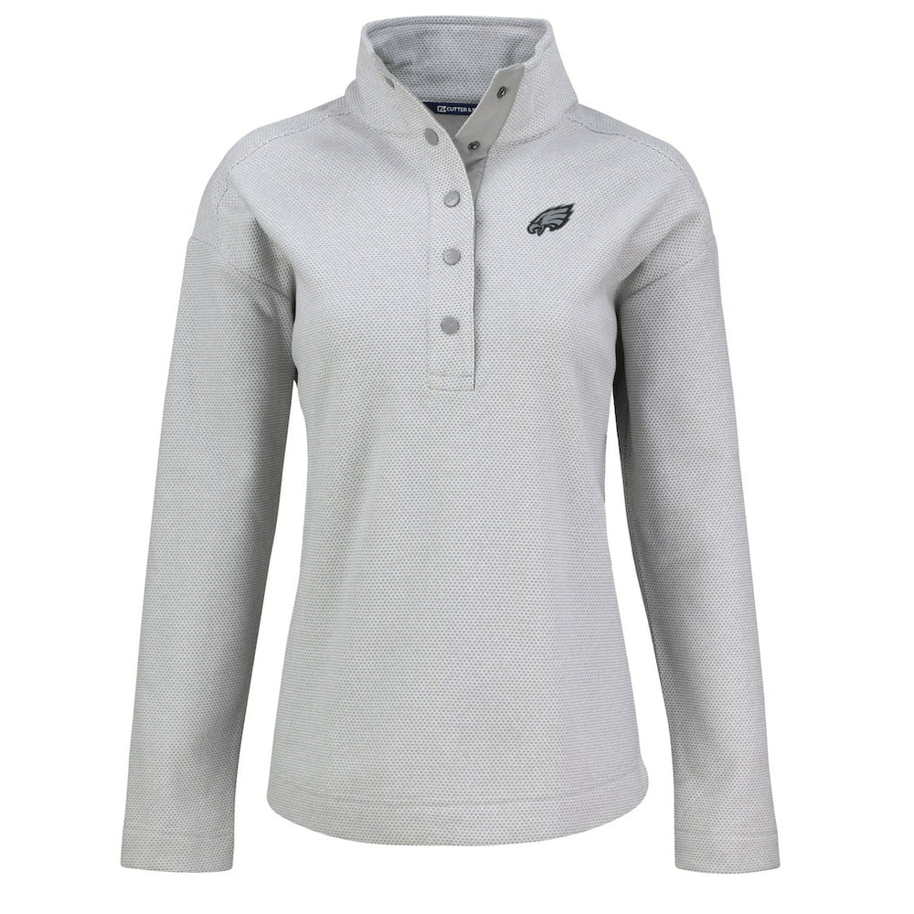 Philadelphia Eagles Cutter & Buck Women's Hunts Point Eco Half-Snap Sweatshirt - Gray outlet