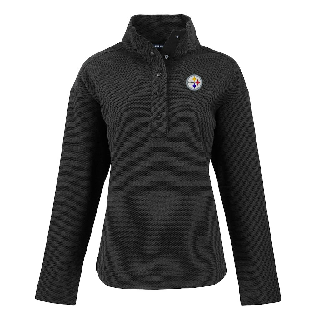 Pittsburgh Steelers Cutter & Buck Women's Hunts Point Eco Half-Snap Sweatshirt - Black online