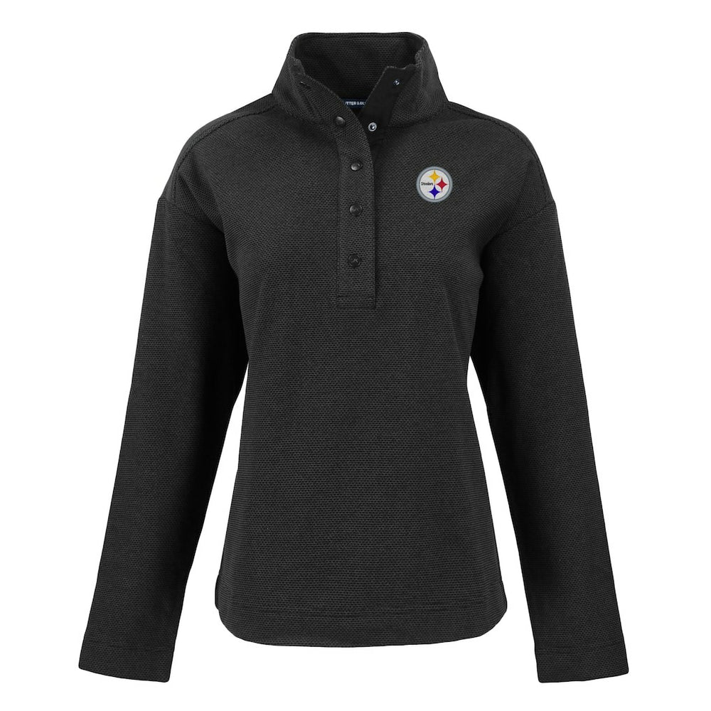 Pittsburgh Steelers Cutter & Buck Women's Hunts Point Eco Half-Snap Sweatshirt - Black online
