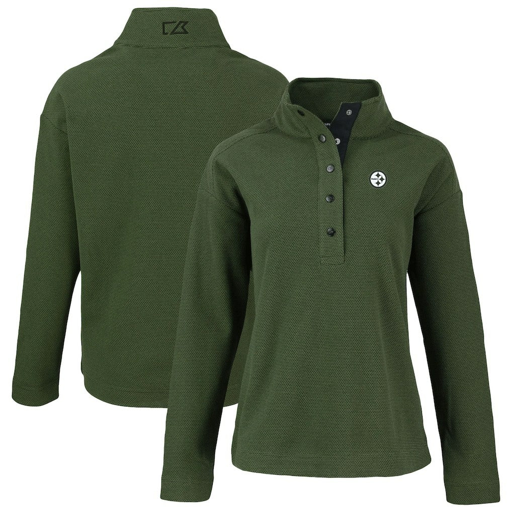 Pittsburgh Steelers Cutter & Buck Women's Hunts Point Eco Half-Snap Sweatshirt - Green sale