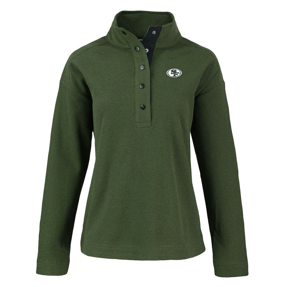 San Francisco 49ers Cutter & Buck Women's Hunts Point Eco Half-Snap Sweatshirt - Green online