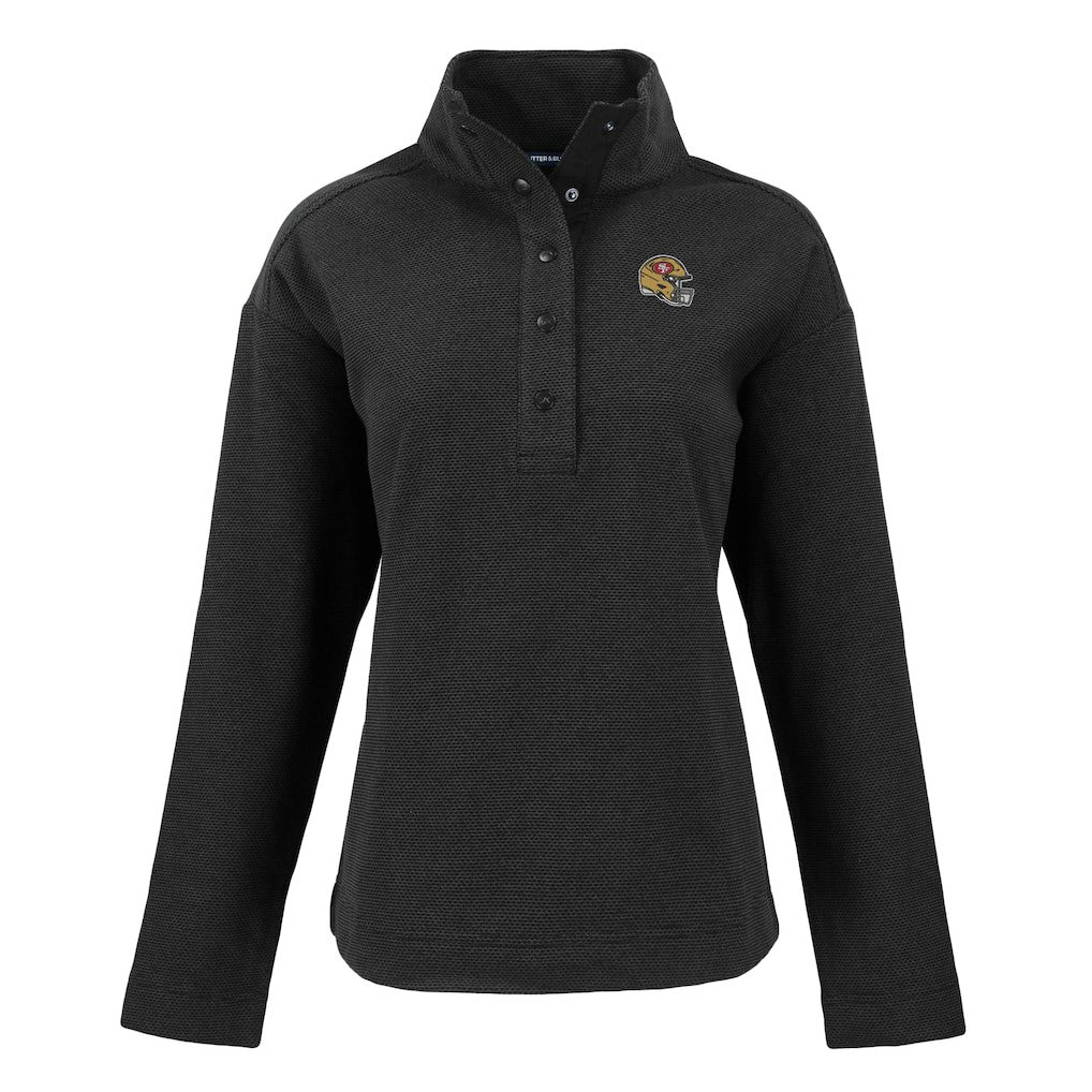 San Francisco 49ers Cutter & Buck Women's Hunts Point Eco Half-Snap Sweatshirt - Black sale