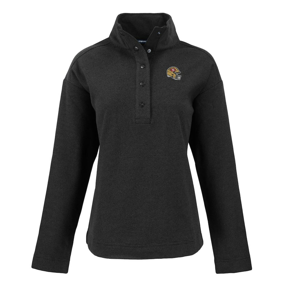 San Francisco 49ers Cutter & Buck Women's Hunts Point Eco Half-Snap Sweatshirt - Black sale