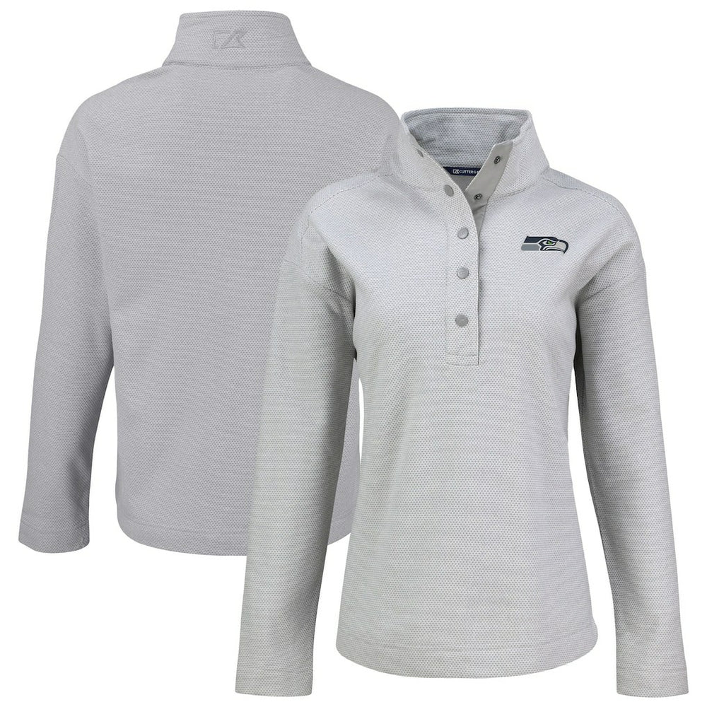 Seattle Seahawks Cutter & Buck Women's Hunts Point Eco Half-Snap Sweatshirt - Gray cheap