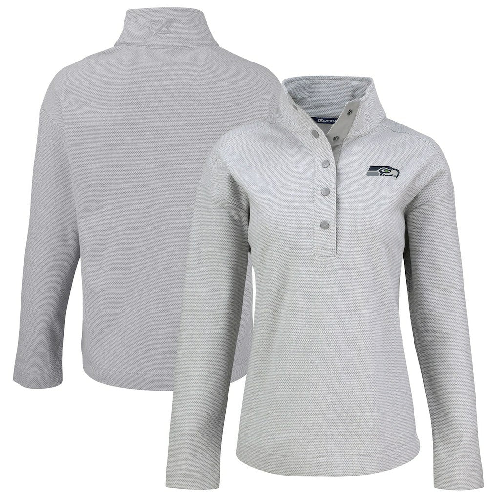 Seattle Seahawks Cutter & Buck Women's Hunts Point Eco Half-Snap Sweatshirt - Gray cheap