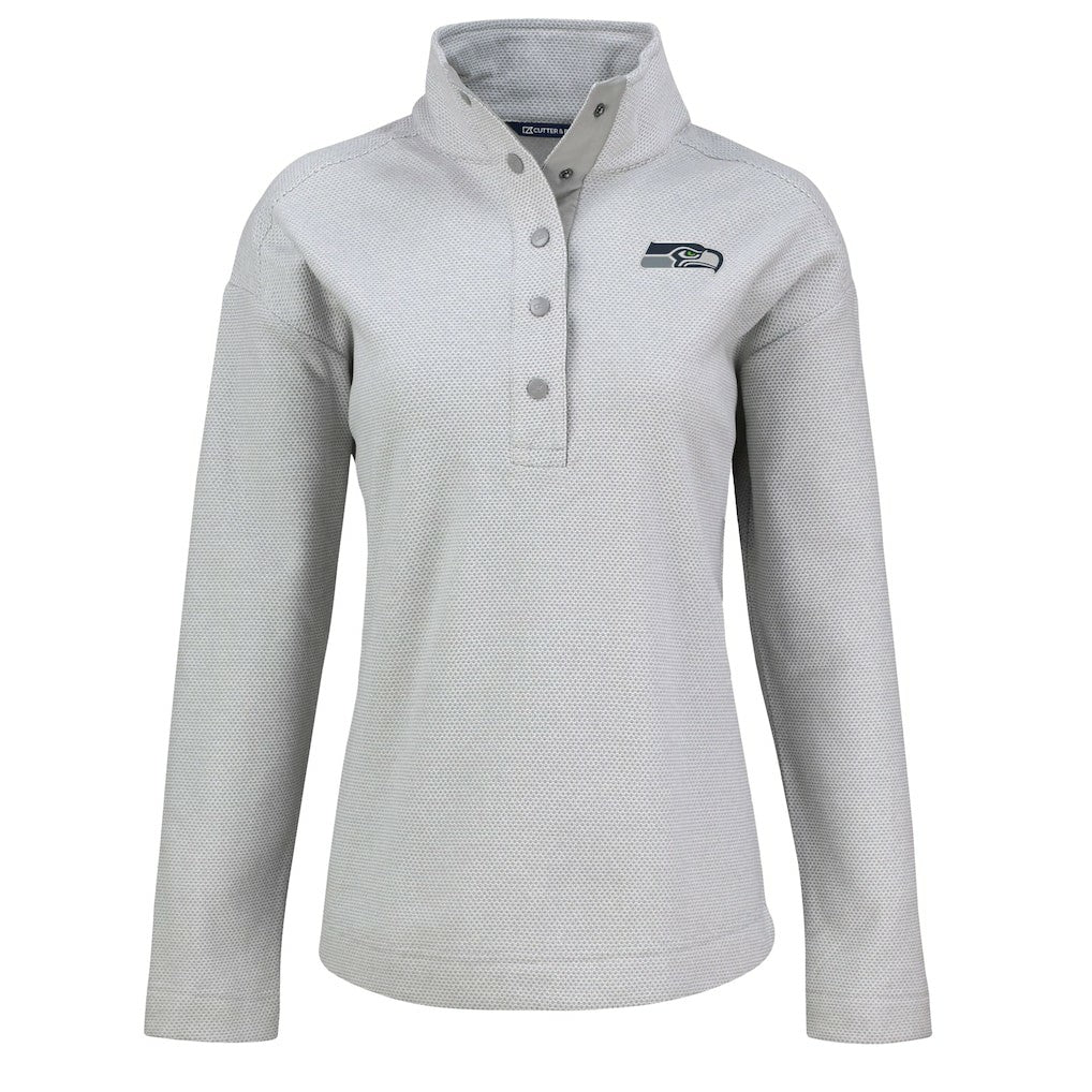 Seattle Seahawks Cutter & Buck Women's Hunts Point Eco Half-Snap Sweatshirt - Gray cheap