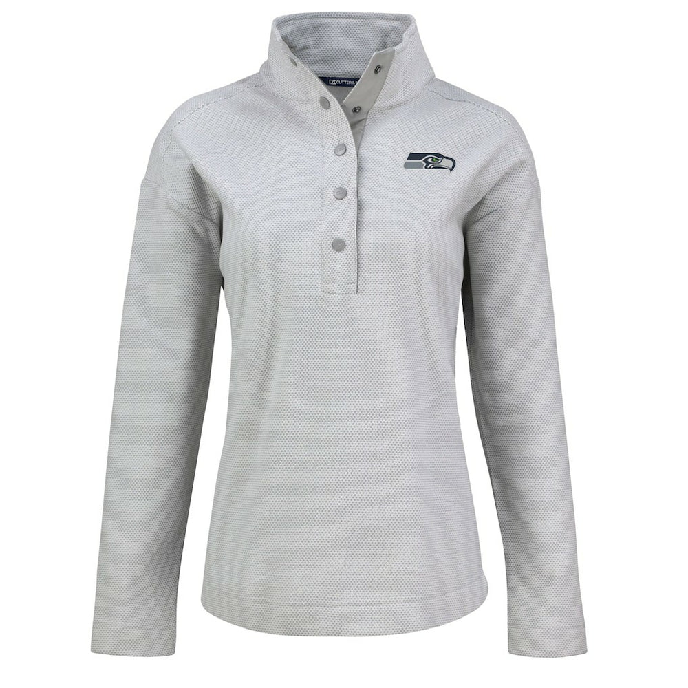 Seattle Seahawks Cutter & Buck Women's Hunts Point Eco Half-Snap Sweatshirt - Gray cheap