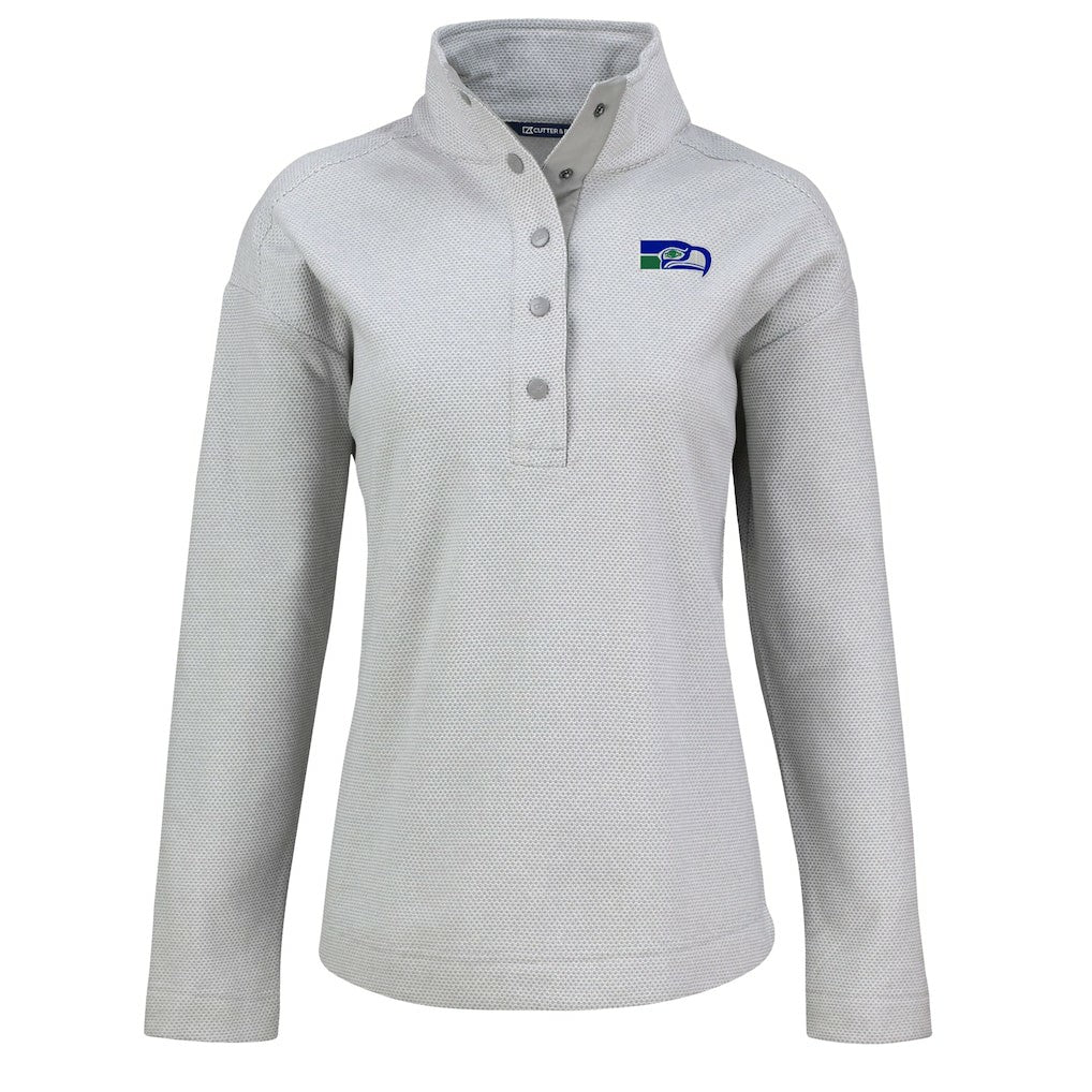 Seattle Seahawks Cutter & Buck Women's Hunts Point Eco Half-Snap Sweatshirt - Gray outlet