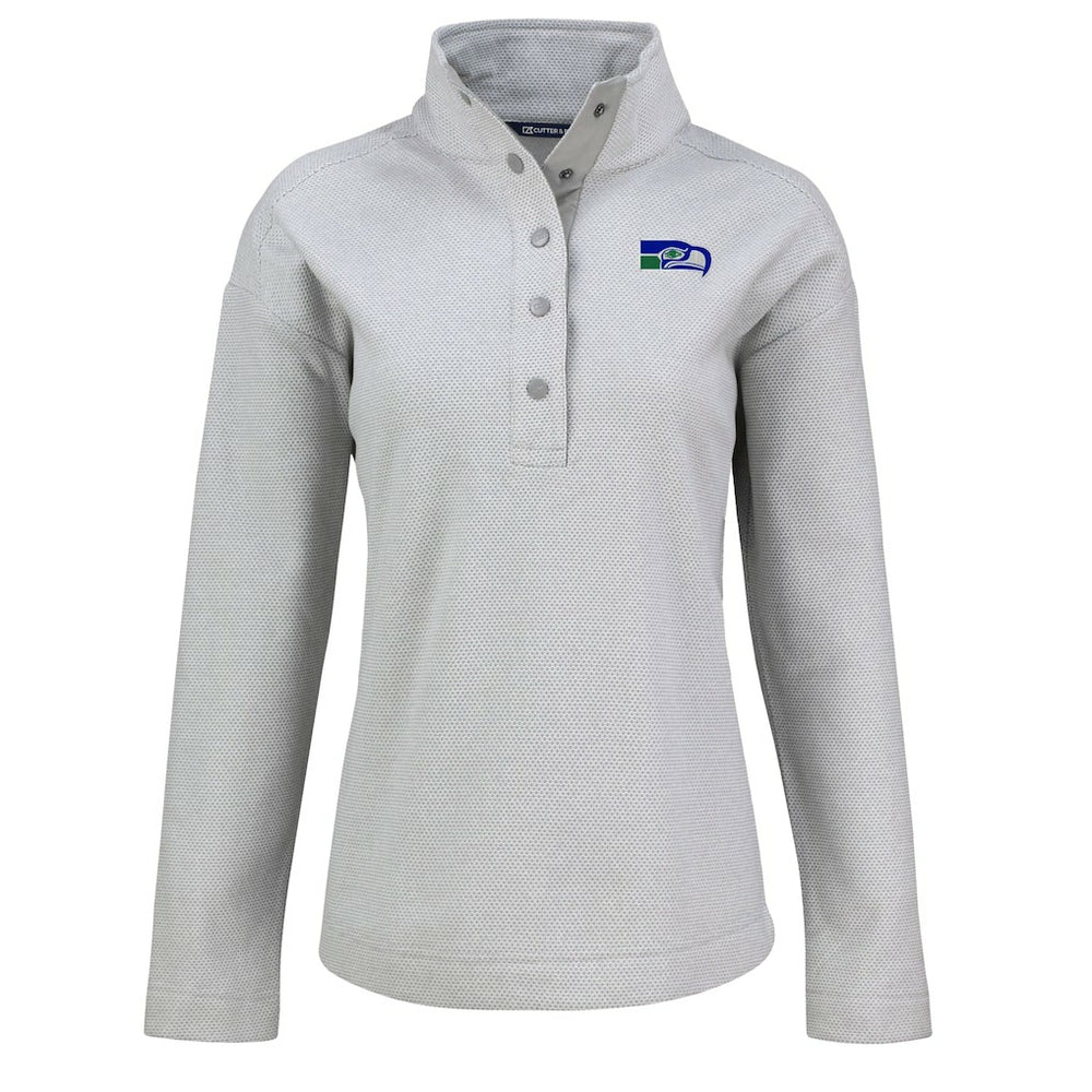 Seattle Seahawks Cutter & Buck Women's Hunts Point Eco Half-Snap Sweatshirt - Gray outlet