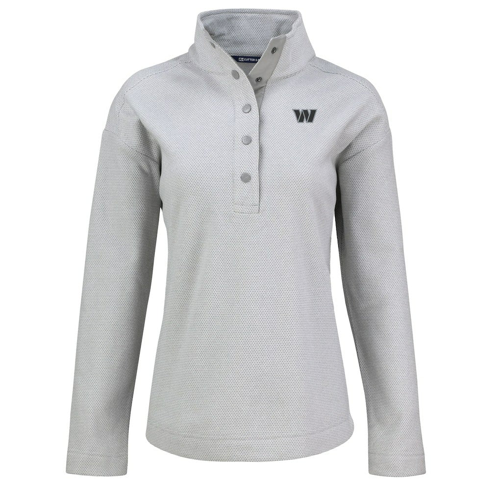 Washington Commanders Cutter & Buck Women's Hunts Point Eco Half-Snap Sweatshirt - Gray on sale
