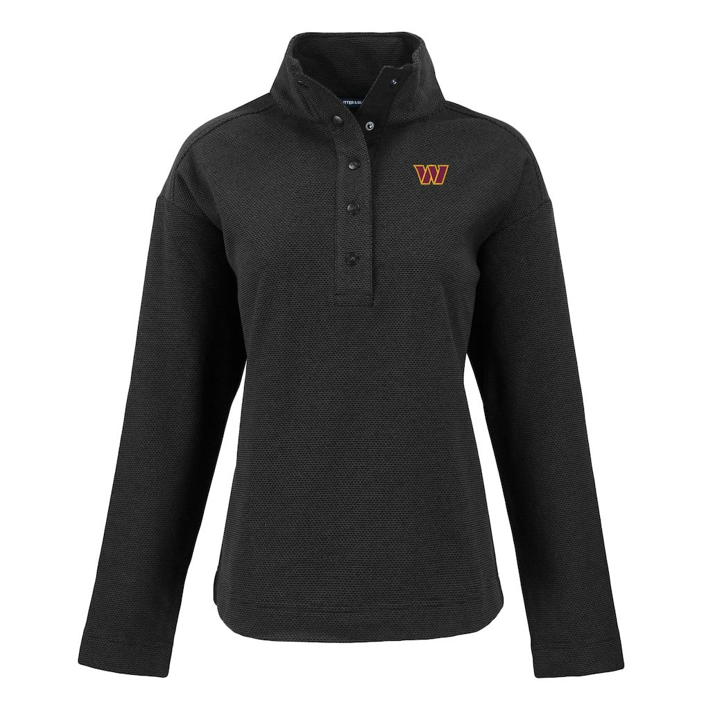 Washington Commanders Cutter & Buck Women's Hunts Point Eco Half-Snap Sweatshirt - Black outlet
