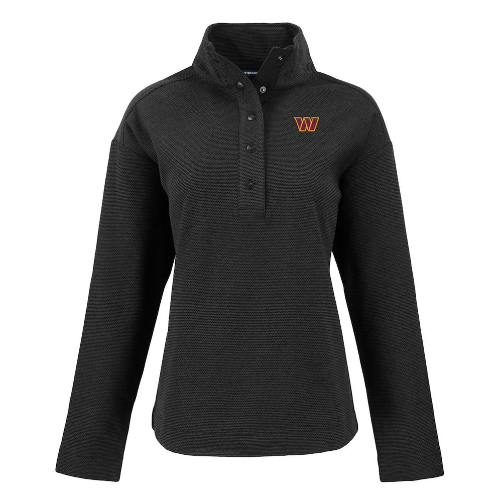 Washington Commanders Cutter & Buck Women's Hunts Point Eco Half-Snap Sweatshirt - Black outlet