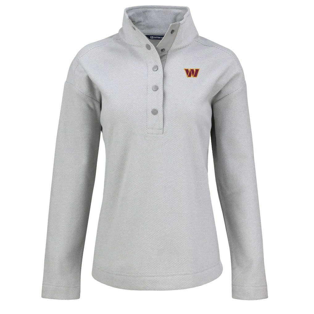 Washington Commanders Cutter & Buck Women's Hunts Point Eco Half-Snap Sweatshirt - Gray on sale
