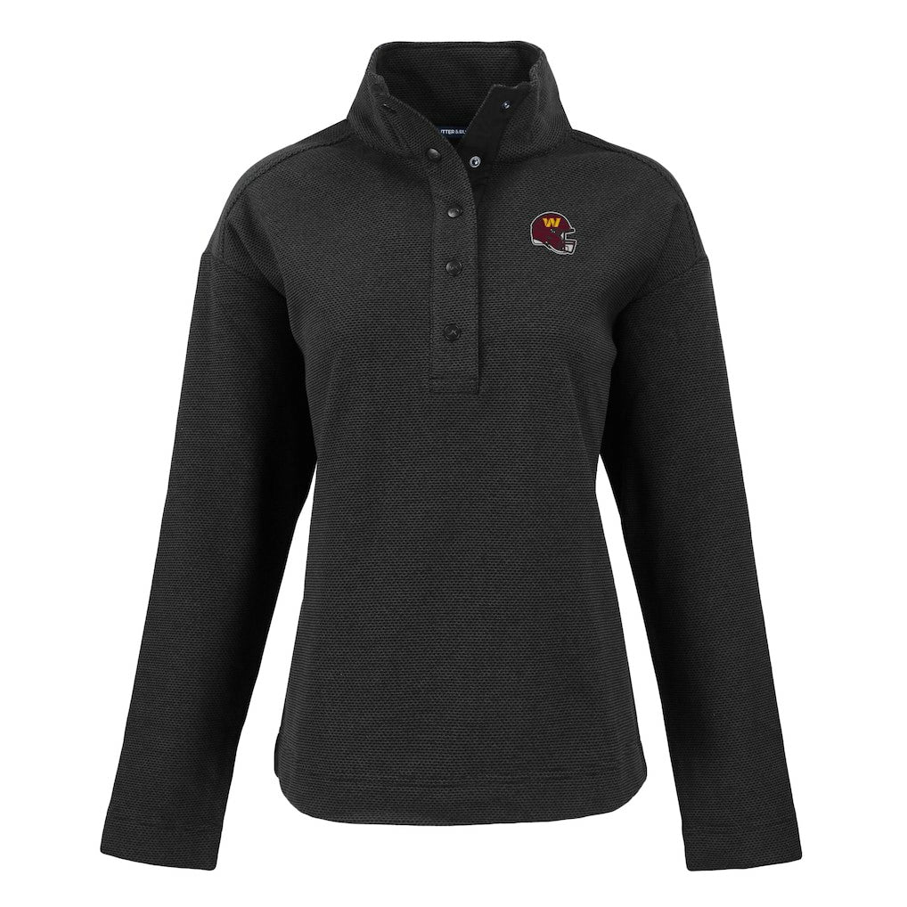 Washington Commanders Cutter & Buck Women's Hunts Point Eco Half-Snap Sweatshirt - Black for sale