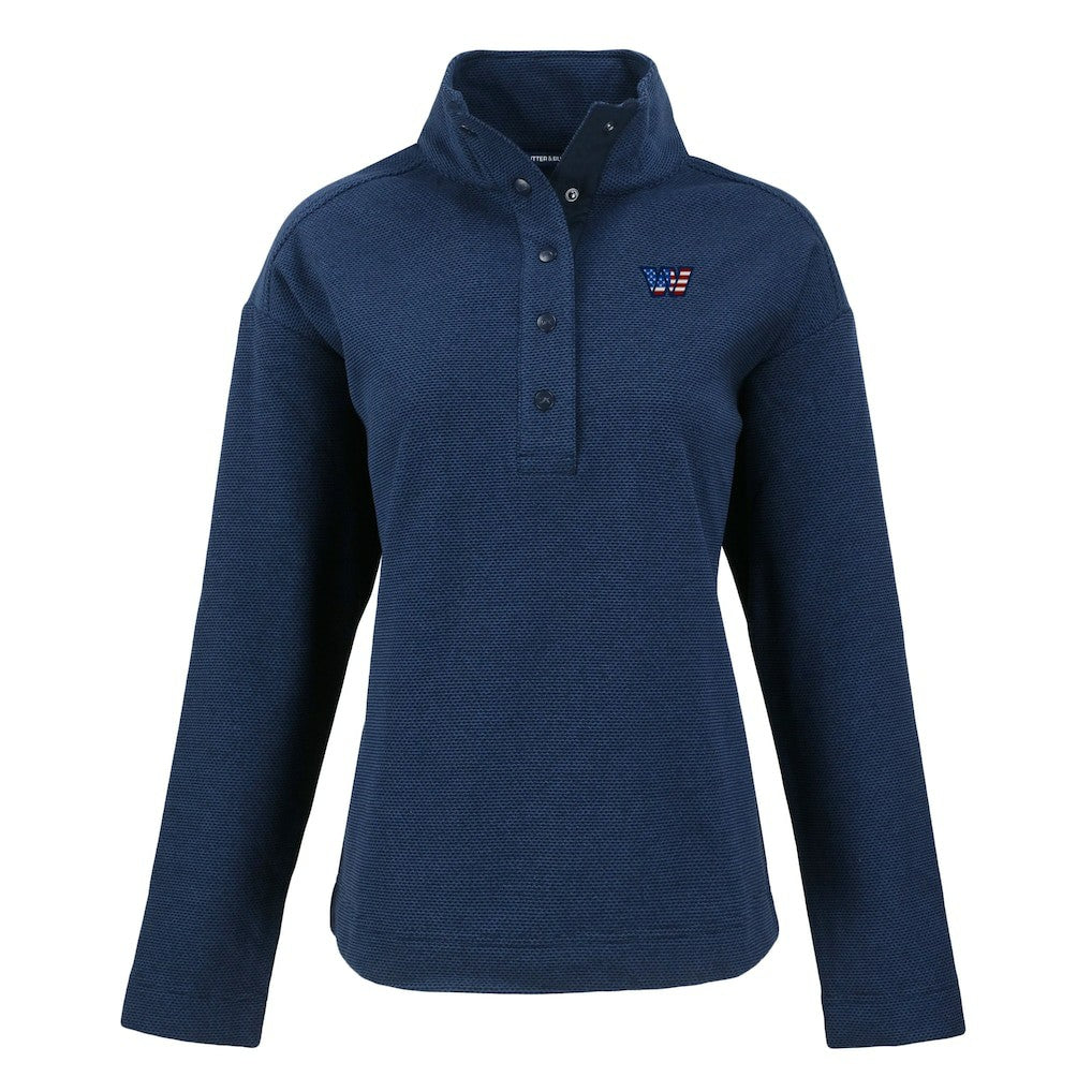 Washington Commanders Cutter & Buck Women's Hunts Point Eco Half-Snap Sweatshirt - Navy cheap