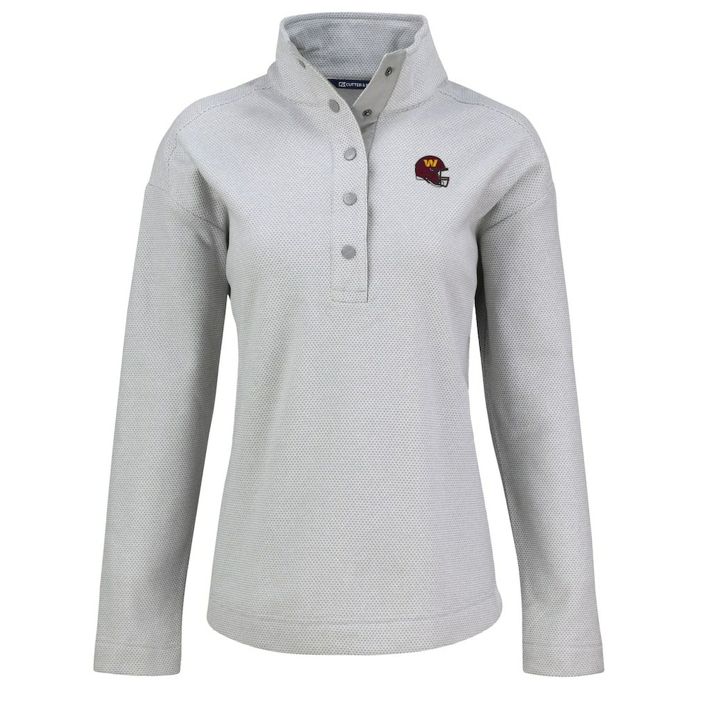 Washington Commanders Cutter & Buck Women's Hunts Point Eco Half-Snap Sweatshirt - Gray sale