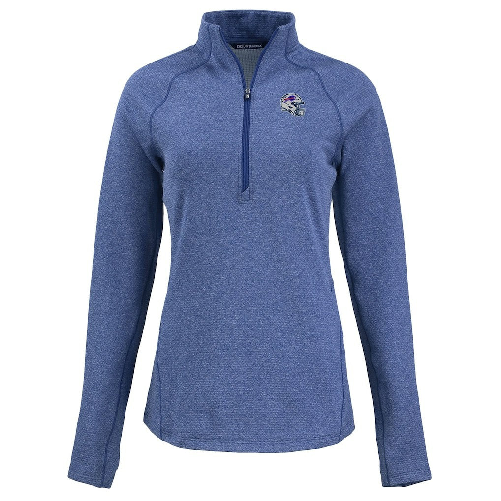 Buffalo Bills Cutter & Buck Women's Peshastin Eco Fleece Recycled Tri-Blend Raglan Half-Zip Jacket - Heather Royal for sale