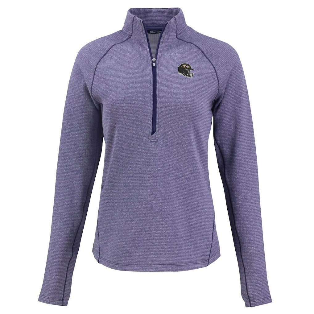 Baltimore Ravens Cutter & Buck Women's Peshastin Eco Fleece Recycled Tri-Blend Raglan Half-Zip Jacket - Heather Purple on sale