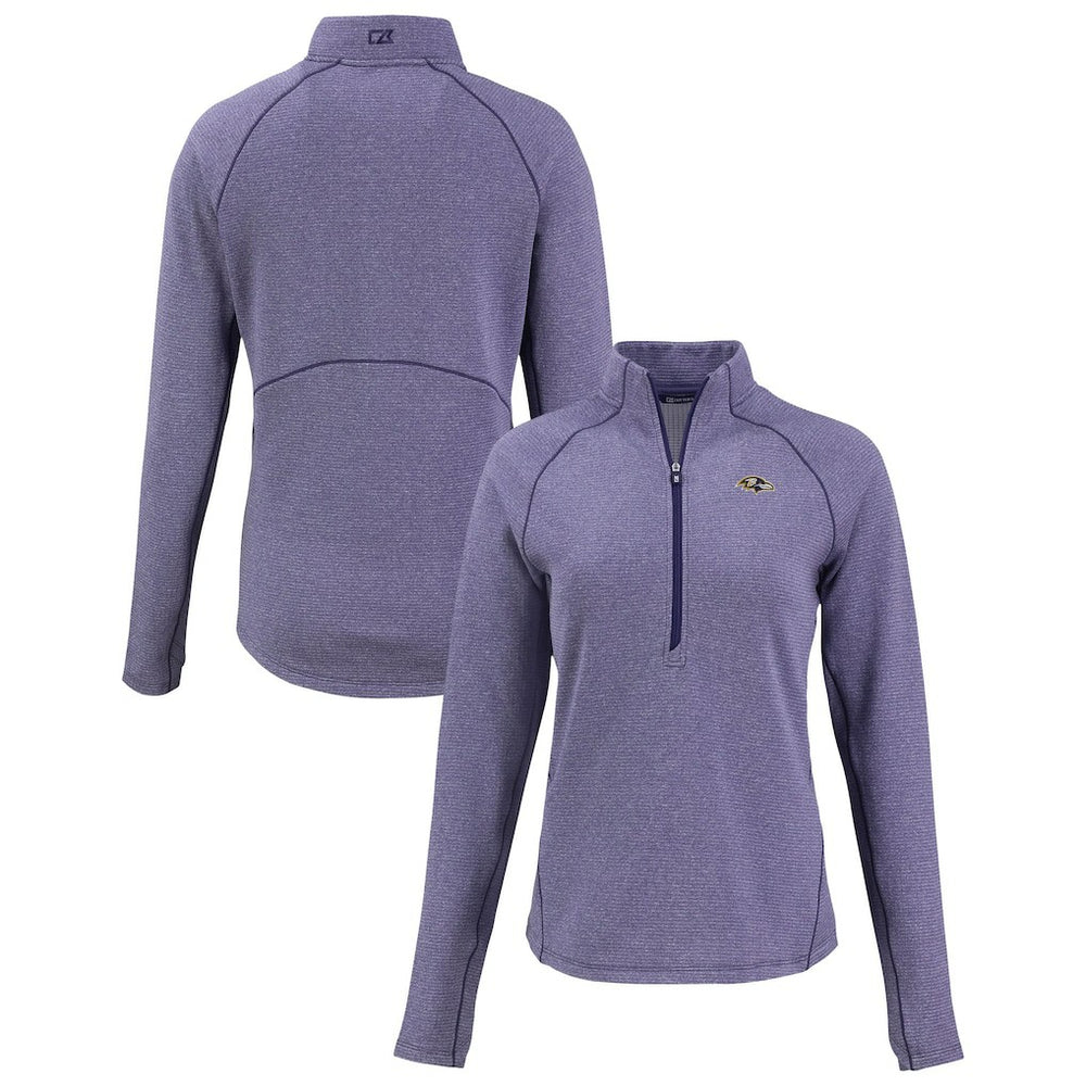 Baltimore Ravens Cutter & Buck Women's Peshastin Eco Fleece Recycled Tri-Blend Raglan Half-Zip Jacket - Heather Purple cheap