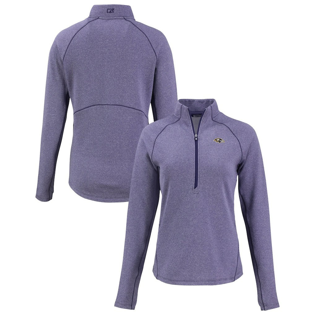 Baltimore Ravens Cutter & Buck Women's Peshastin Eco Fleece Recycled Tri-Blend Raglan Half-Zip Jacket - Heather Purple cheap