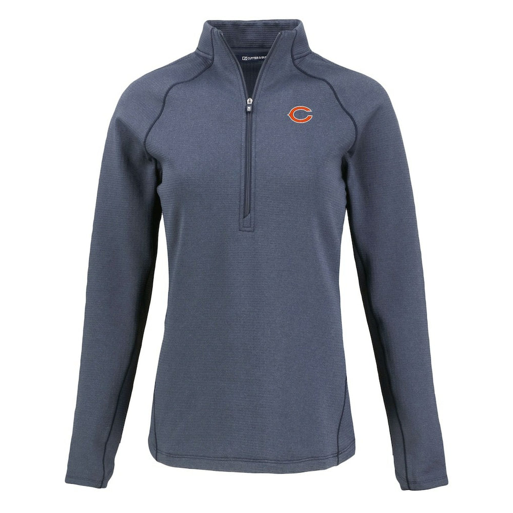 Chicago Bears Cutter & Buck Women's Peshastin Eco Fleece Recycled Tri-Blend Raglan Half-Zip Jacket - Heather Navy sale