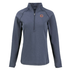 Chicago Bears Cutter & Buck Women's Peshastin Eco Fleece Recycled Tri-Blend Raglan Half-Zip Jacket - Heather Navy sale