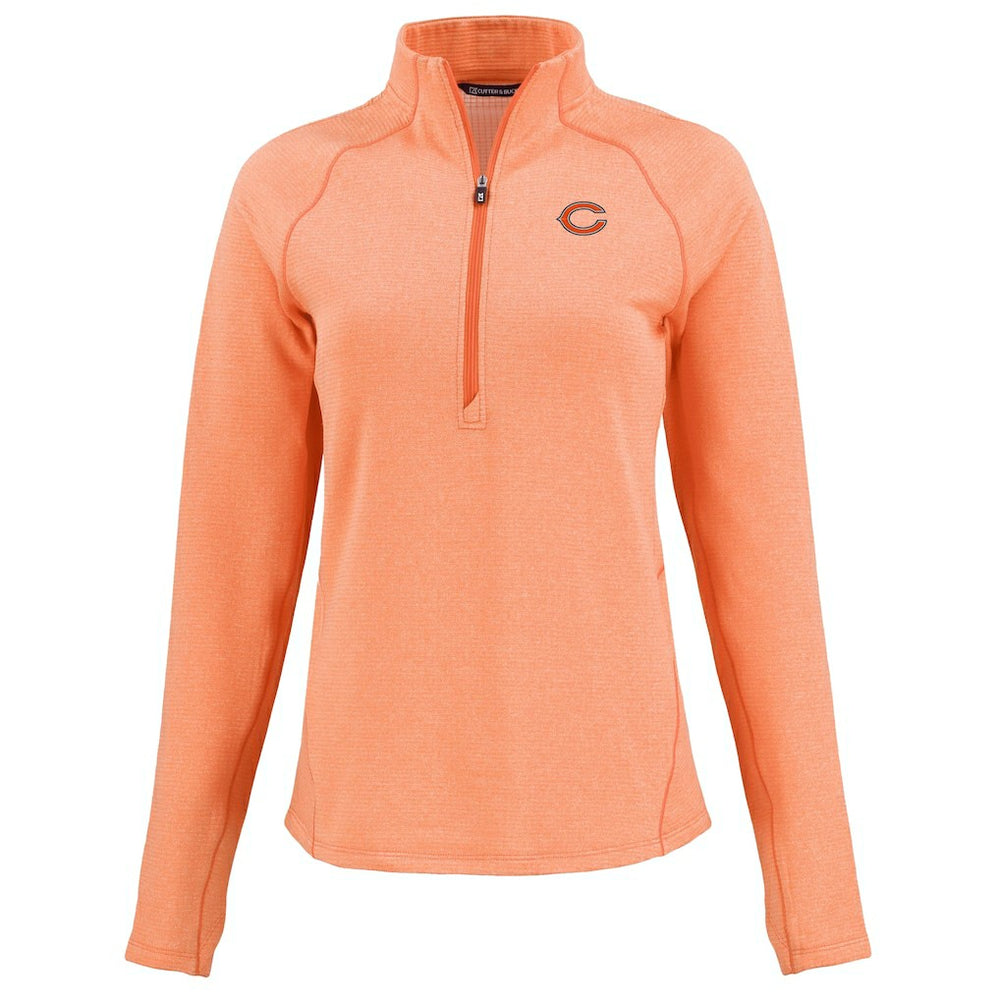 Chicago Bears Cutter & Buck Women's Peshastin Eco Fleece Recycled Tri-Blend Raglan Half-Zip Jacket - Heather Orange outlet