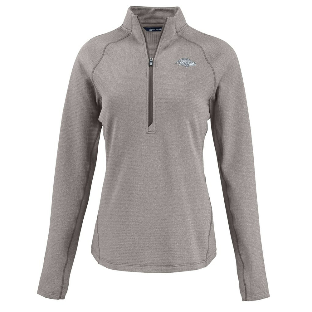 Baltimore Ravens Cutter & Buck Women's Peshastin Eco Fleece Recycled Tri-Blend Raglan Half-Zip Jacket - Heather Gray sale
