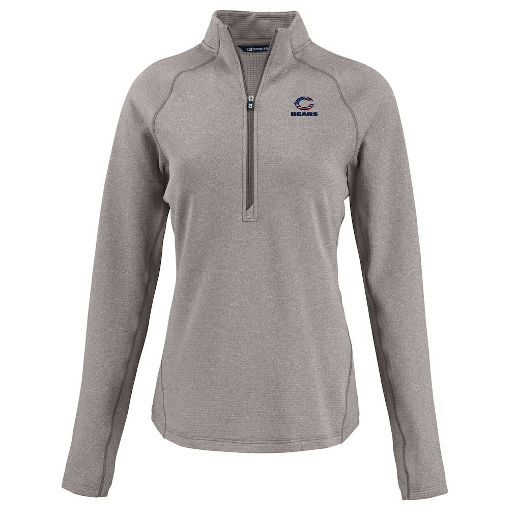 Chicago Bears Cutter & Buck Women's Americana Peshastin Eco Fleece Recycled Tri-Blend Raglan Half-Zip Jacket - Heather Gray discount
