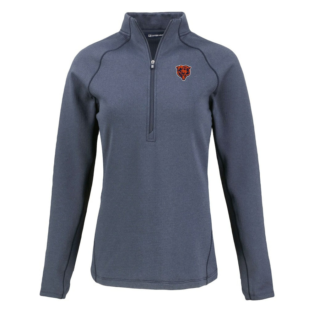 Chicago Bears Cutter & Buck Women's Peshastin Eco Fleece Recycled Tri-Blend Raglan Half-Zip Jacket - Heather Navy online