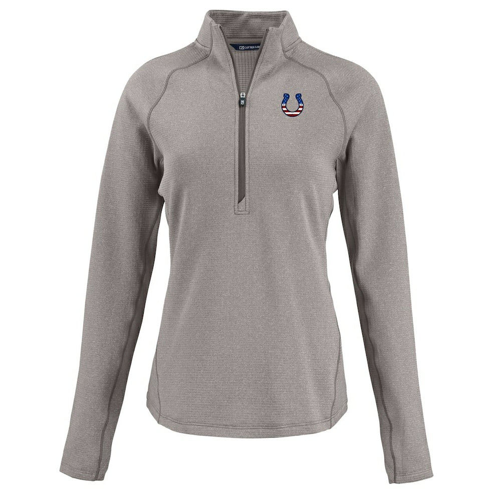 Indianapolis Colts Cutter & Buck Women's Americana Peshastin Eco Fleece Recycled Tri-Blend Raglan Half-Zip Jacket - Heather Gray sale