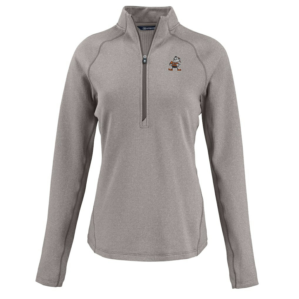 Cleveland Browns Cutter & Buck Women's Peshastin Eco Fleece Recycled Tri-Blend Raglan Half-Zip Jacket - Heather Gray online