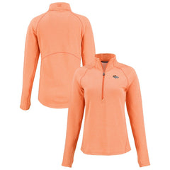 Denver Broncos Cutter & Buck Women's Peshastin Eco Fleece Recycled Tri-Blend Raglan Half-Zip Jacket - Heather Orange for sale