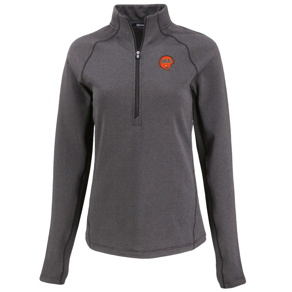 Cincinnati Bengals Cutter & Buck Women's Peshastin Eco Fleece Recycled Tri-Blend Raglan Half-Zip Jacket - Heather Black online