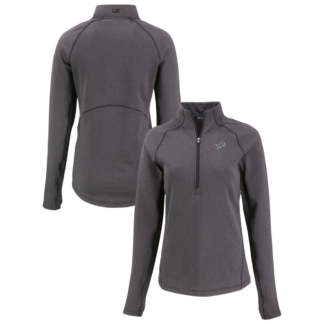Detroit Lions Cutter & Buck Women's Peshastin Eco Fleece Recycled Tri-Blend Raglan Half-Zip Jacket - Heather Black on sale