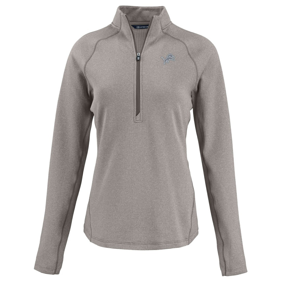 Detroit Lions Cutter & Buck Women's Peshastin Eco Fleece Recycled Tri-Blend Raglan Half-Zip Jacket - Heather Gray for sale