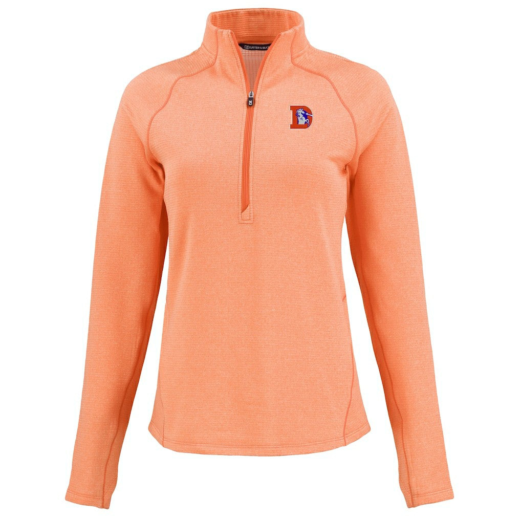 Denver Broncos Cutter & Buck Women's Peshastin Eco Fleece Recycled Tri-Blend Raglan Half-Zip Jacket - Heather Orange online