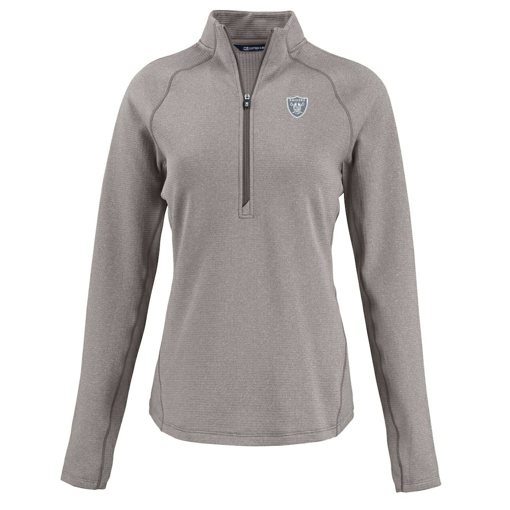 Las Vegas Raiders Cutter & Buck Women's Peshastin Eco Fleece Recycled Tri-Blend Raglan Half-Zip Jacket - Heather Gray online
