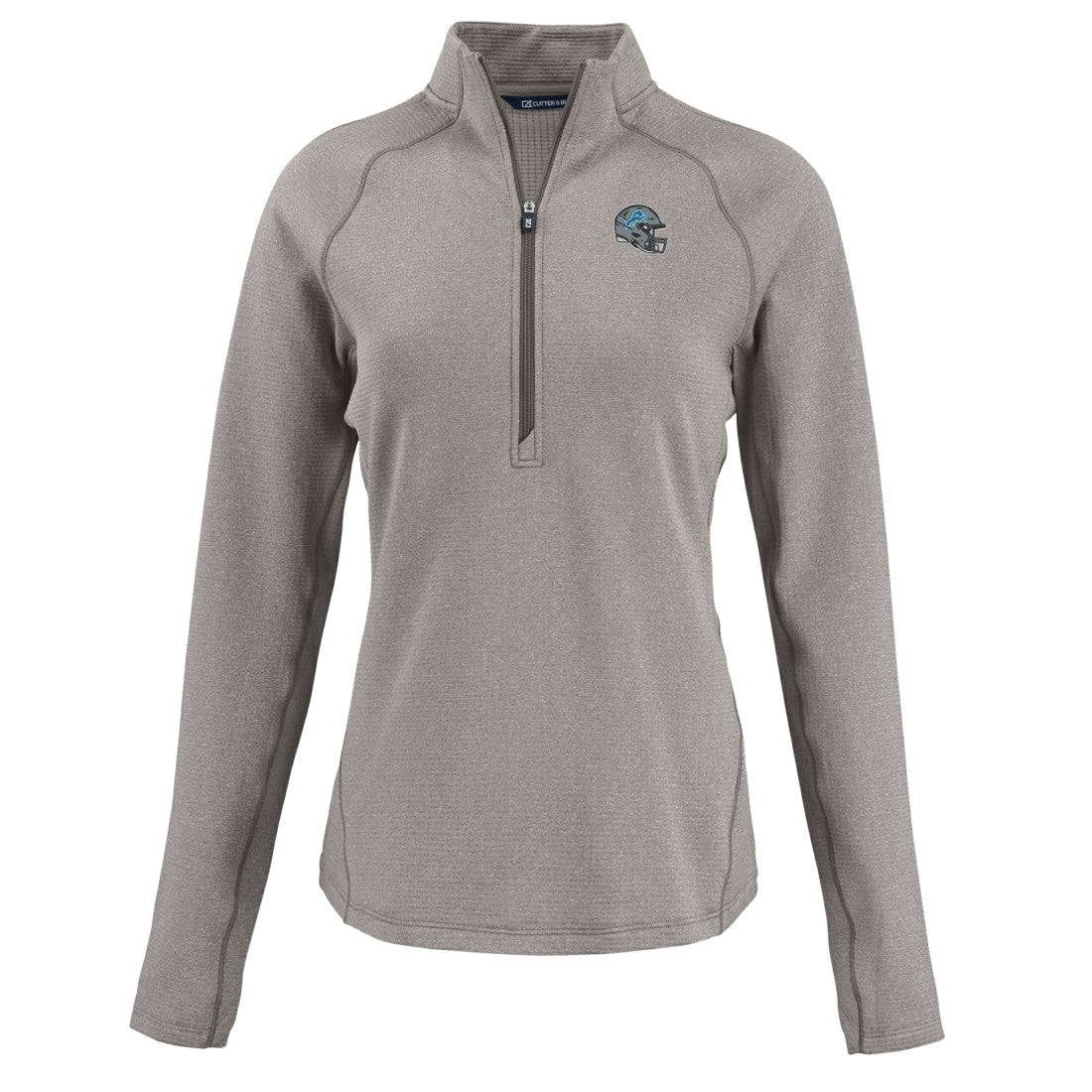 Detroit Lions Cutter & Buck Women's Peshastin Eco Fleece Recycled Tri-Blend Raglan Half-Zip Jacket - Heather Gray for sale