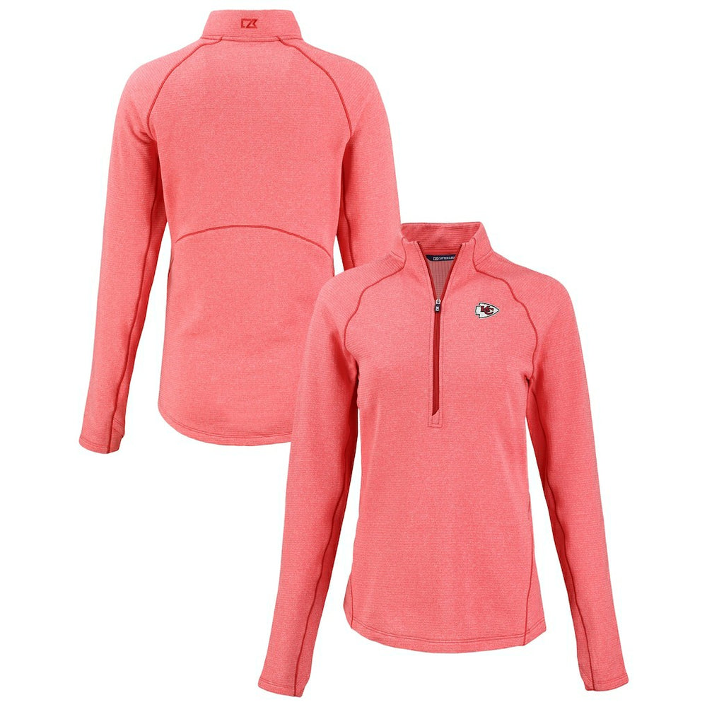 Kansas City Chiefs Cutter & Buck Women's Peshastin Eco Fleece Recycled Tri-Blend Raglan Half-Zip Jacket - Heather Red discount