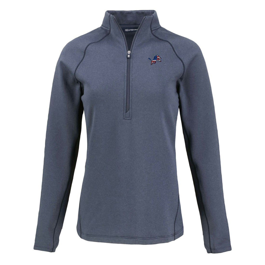 Detroit Lions Cutter & Buck Women's Americana Peshastin Eco Fleece Recycled Tri-Blend Raglan Half-Zip Jacket - Heather Navy sale