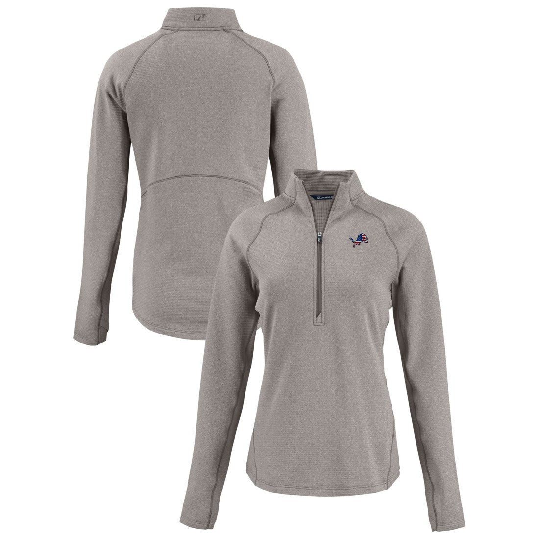 Detroit Lions Cutter & Buck Women's Americana Peshastin Eco Fleece Recycled Tri-Blend Raglan Half-Zip Jacket - Heather Gray on sale